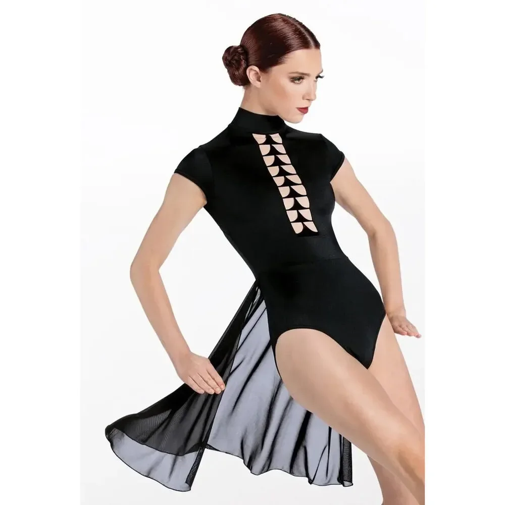 Pre-Owned Dance Costume Weissman D12516 Medium Child Black Laser Cutout Lyrical